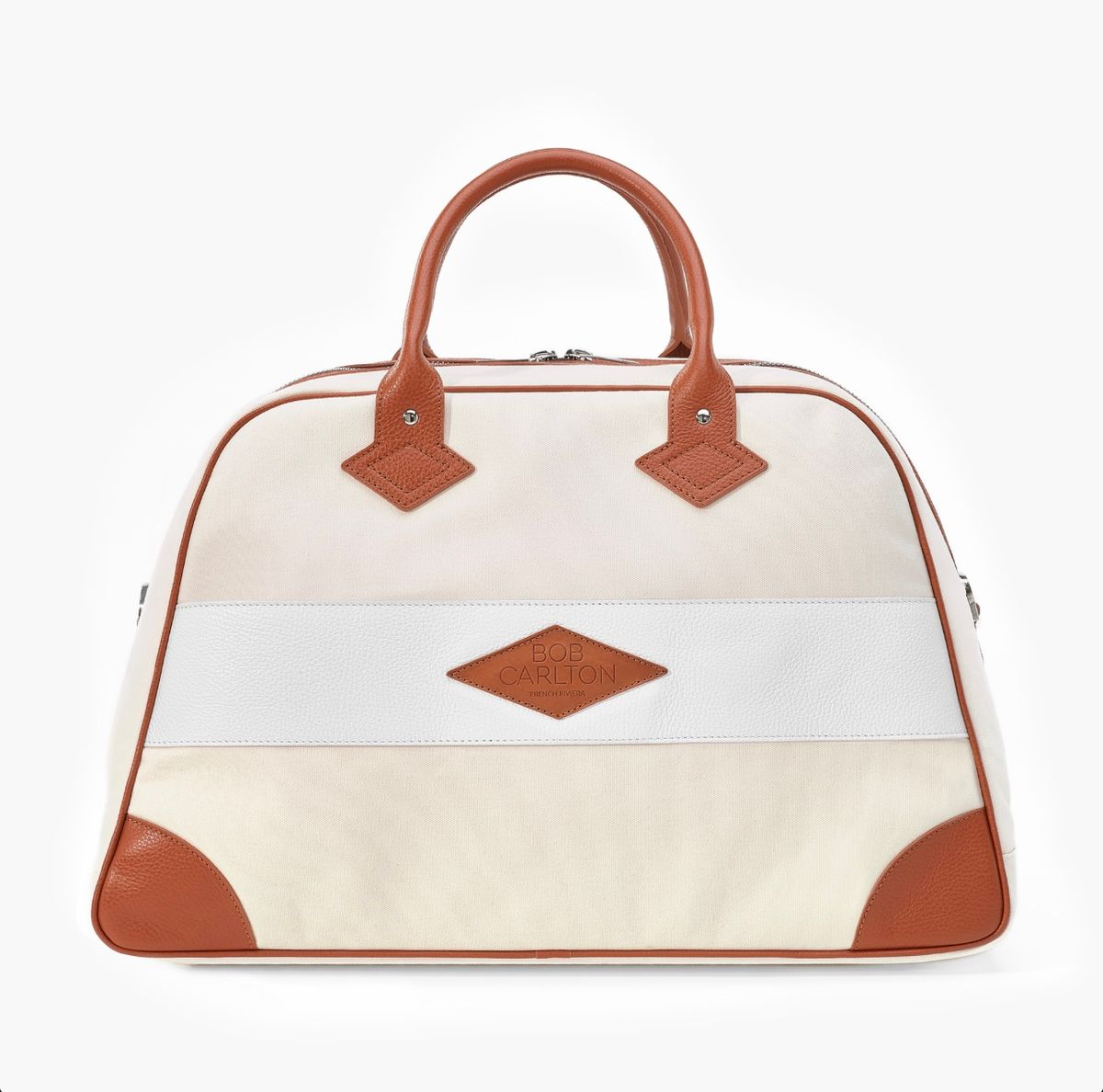 Riviera Weekendbag Canvas hvit og beige